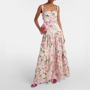 Agua by Agua Bendita Lima print linen maxi dress $920 New without tag